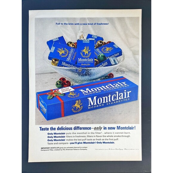 Montclair Cigarettes "Taste the difference-only in New Montclair" Print Ad 1963 - Picture 3 of 3